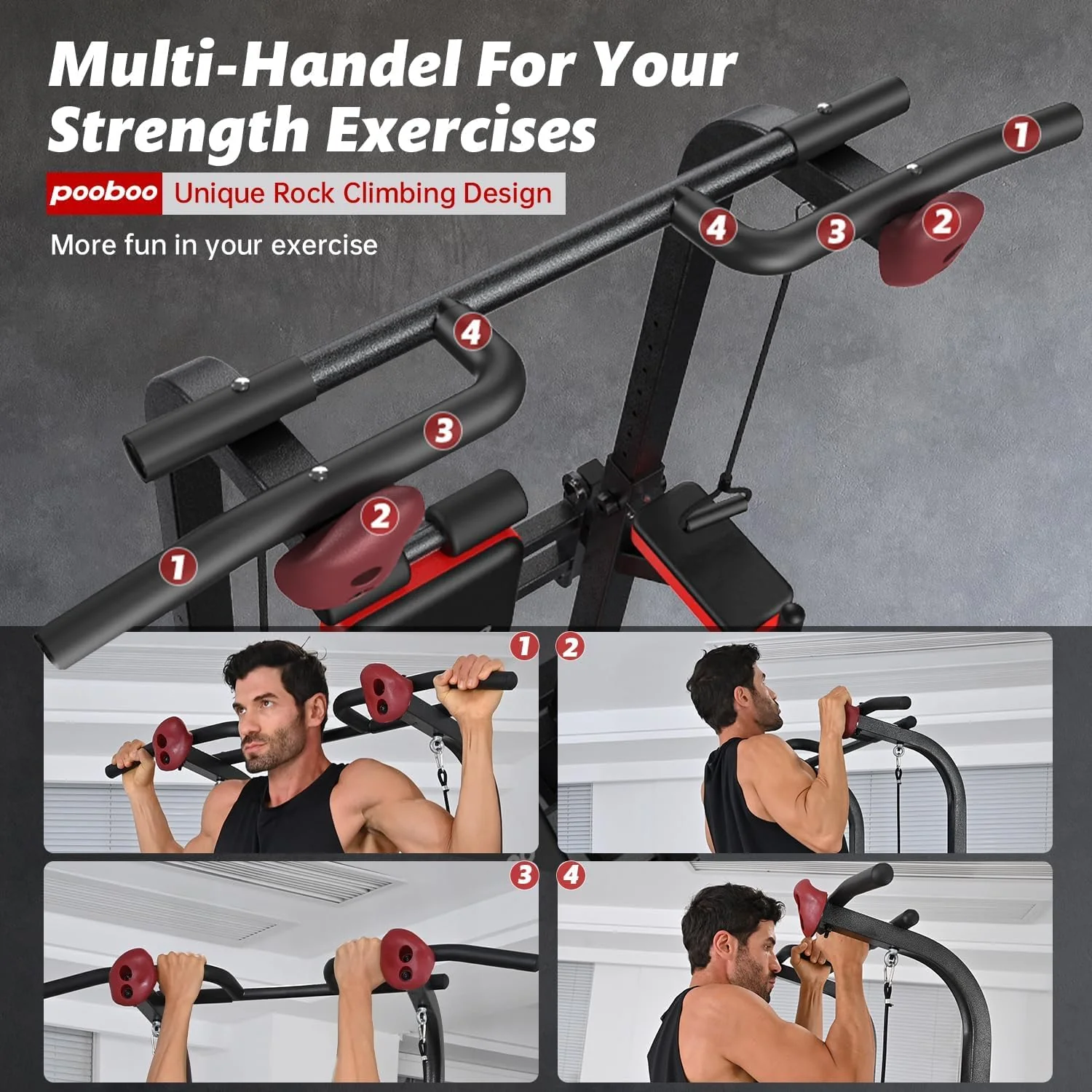 Power Tower Dip Station, Pull-Up Bar, Supine Board, Adjustable