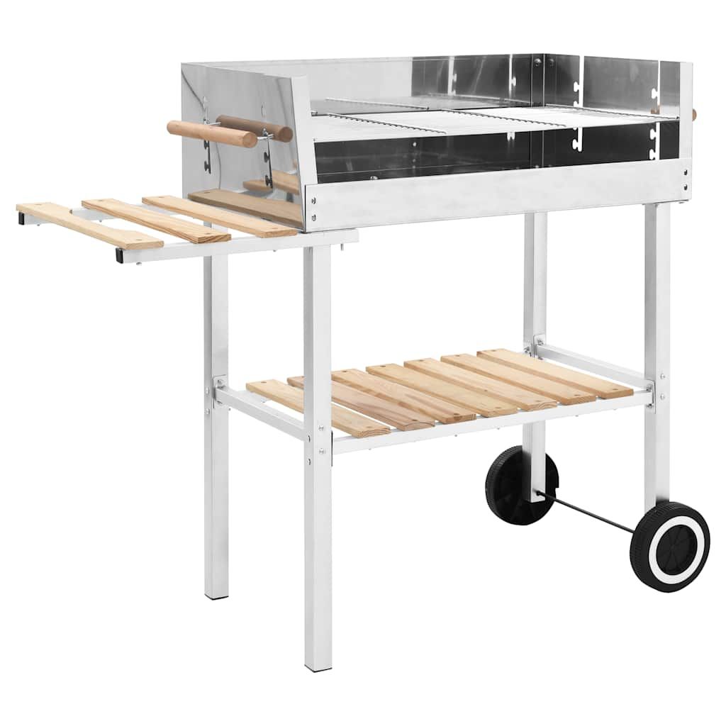 Grill węglowy XXL przenośny ze stali nierdzewnej z 2 półkami vidaxl
