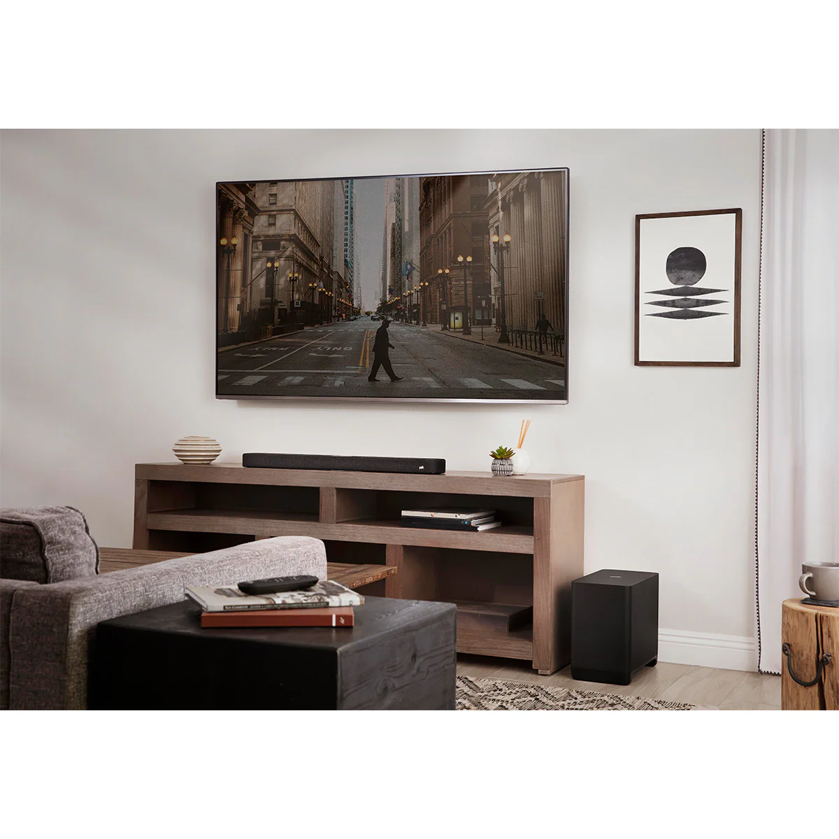 Polk Audio React Thuisbioscoop Systeem met React Soundbar, Draadloze Subwoofer en Draadloze Achterluidsprekers