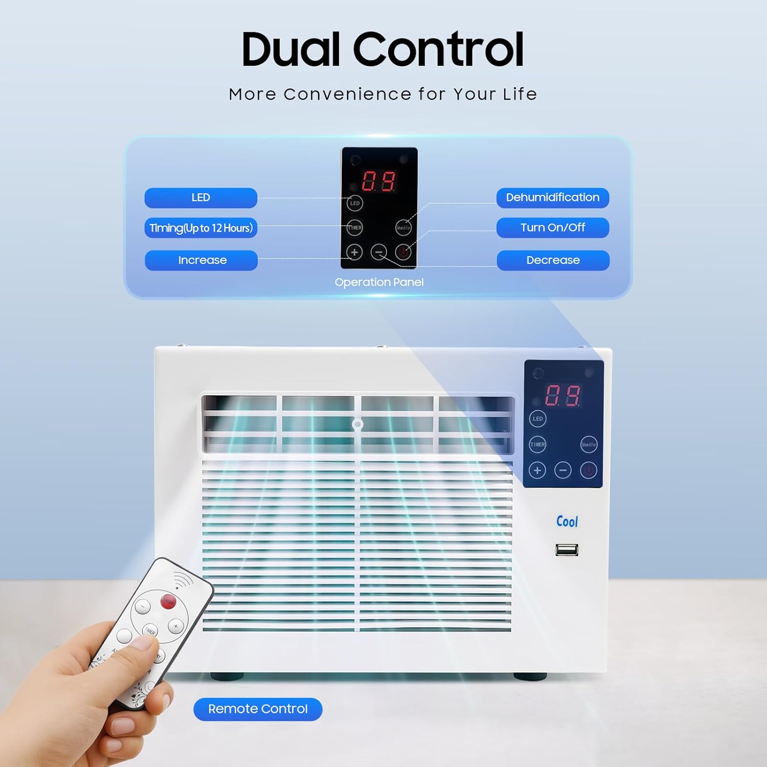 Tragbares Mini-Klimaanlage, AC 220V 280W Mobile Kühlgerät, Kompaktes Geräuscharm Cool Fensterkühler Klimagerät für Schlafzimmer, Höhlen, mit Timer-Funktion (bis zu 12 Stunden)