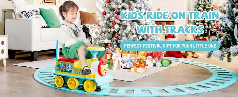 Eletriclife 6V Electric Kids Ride On Train Motorized Train Toy Blue