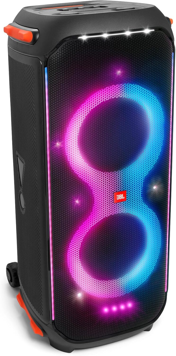 JBL PartyBox 710 - Schwarz �C Trag - und rollbarer Bluetooth Party-Lautsprecher mit Lichteffekten �C Spritzwassergesch��tzte, mobile Musikbox