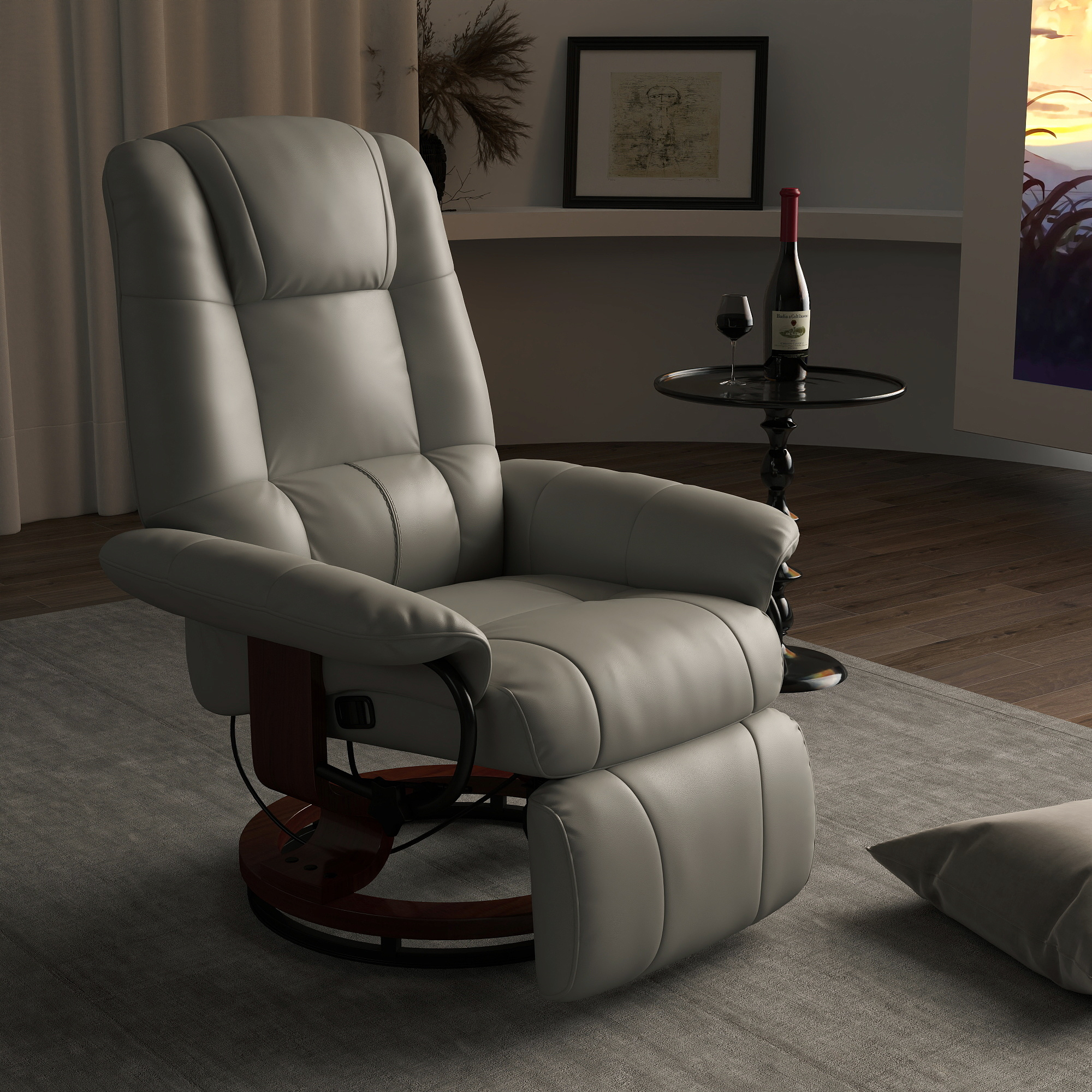 Relaxstoel Televisiestoel Ligstoel Kunstleder 360�� Draaistoel 145�� Kantelbaar Grijs 78 x 87 x 100 cm