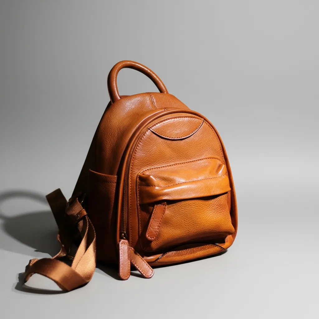Mini Brown Leather Backpack Small Purse