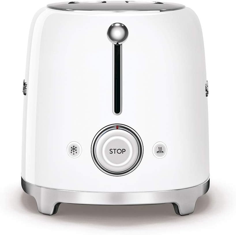 Smeg, 2x2 TSF01CREU -Toaster, 2 Schlitze für 2 Scheiben, 6 Vergoldungsniveaus, Heizfunktion, Abtau- und Bagel- Funktion, Sammelschublade, 950W, Creme