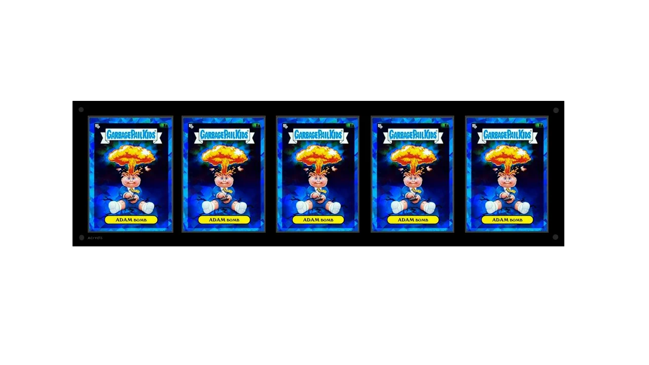 Acrylic Frame With Black Magnets For 5 (1x5) Standard Size Cards. UV Resistant. Corner Protection. For Sleeved Cards up to 66x91mm.
