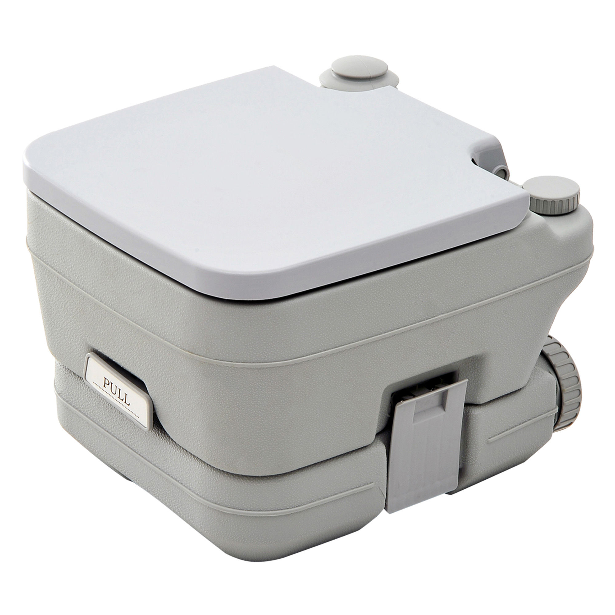 Outdoor Toilet, Draagbare Toilet, Afvaltank, Spoeltank, Kunststof, Deksel, Grijs
