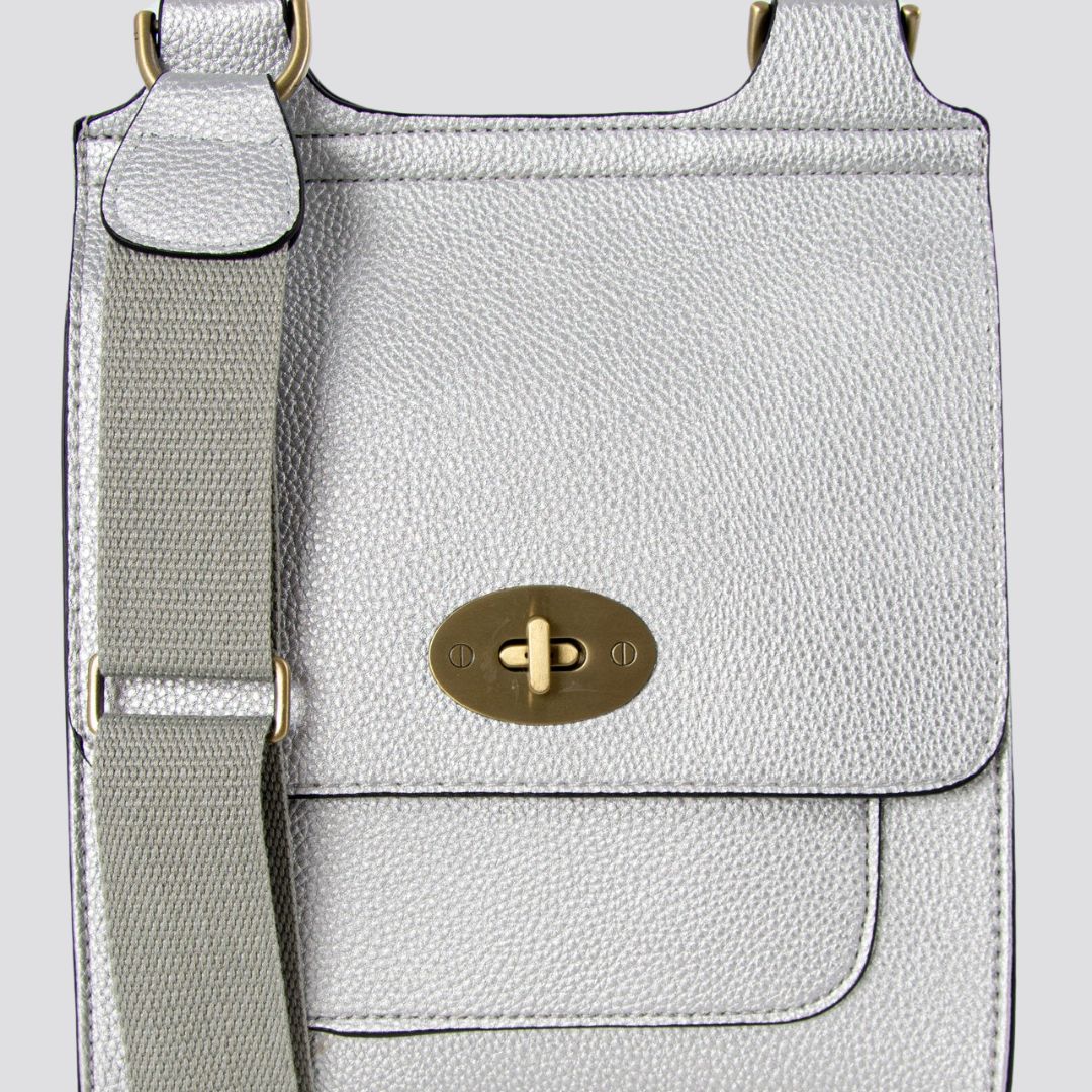 Lily Crossbody Messenger Bag | Silver