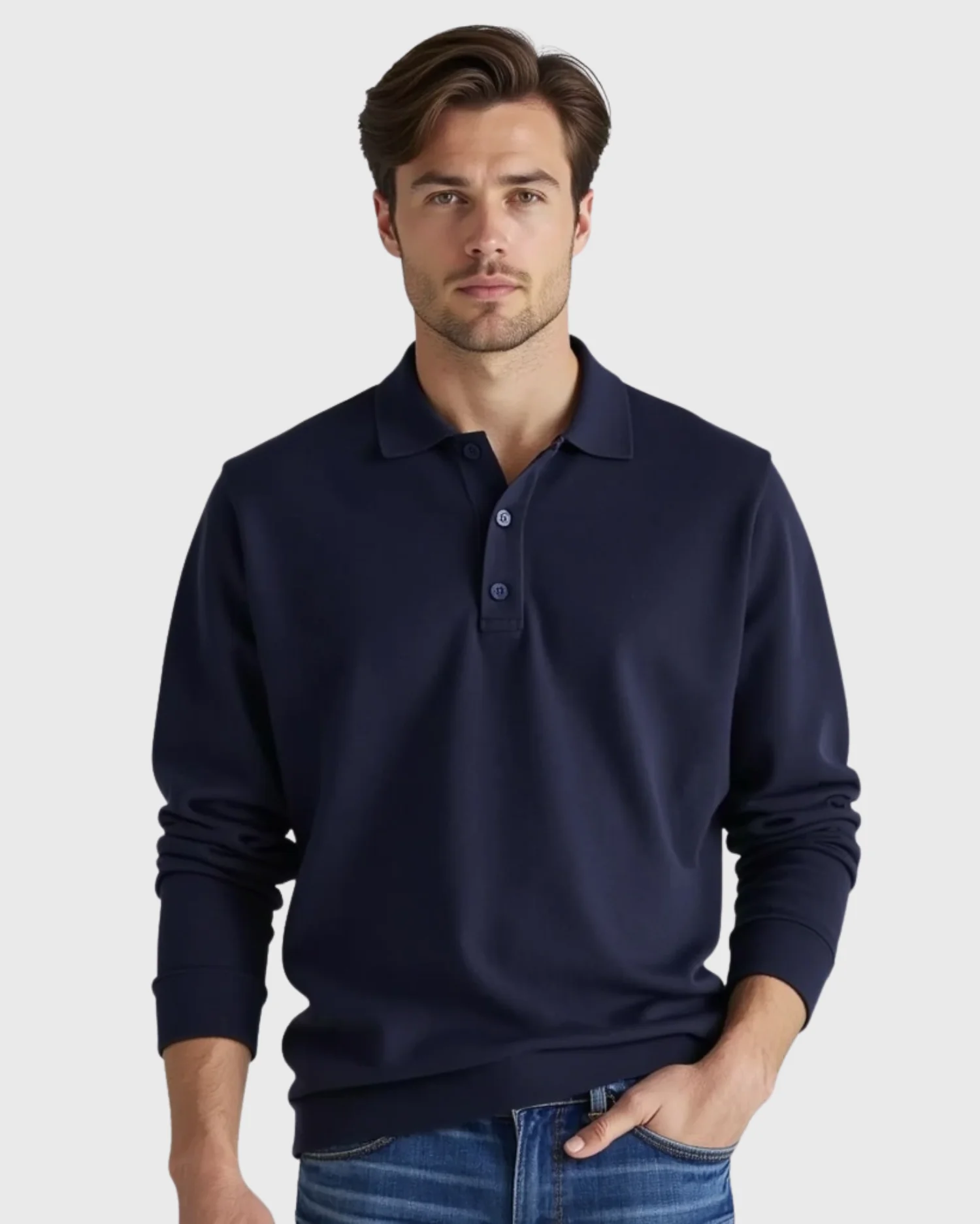 Langarm-Poloshirt f��r Herren mit Knopfleiste
