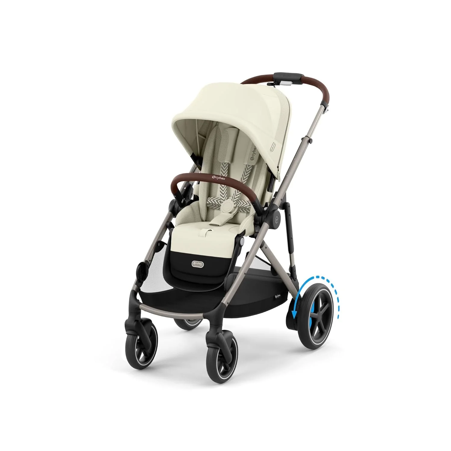CYBEX Gold Kinderwagen e-GAZELLE S, Ab Geburt bis ca. 4 Jahre, Max. 22 kg (Single-Modus) / 2x 22 kg (Duo-Modus), All-in-1-System mit E-Antrieb und 20+ Konfigurationen, Moon Black
