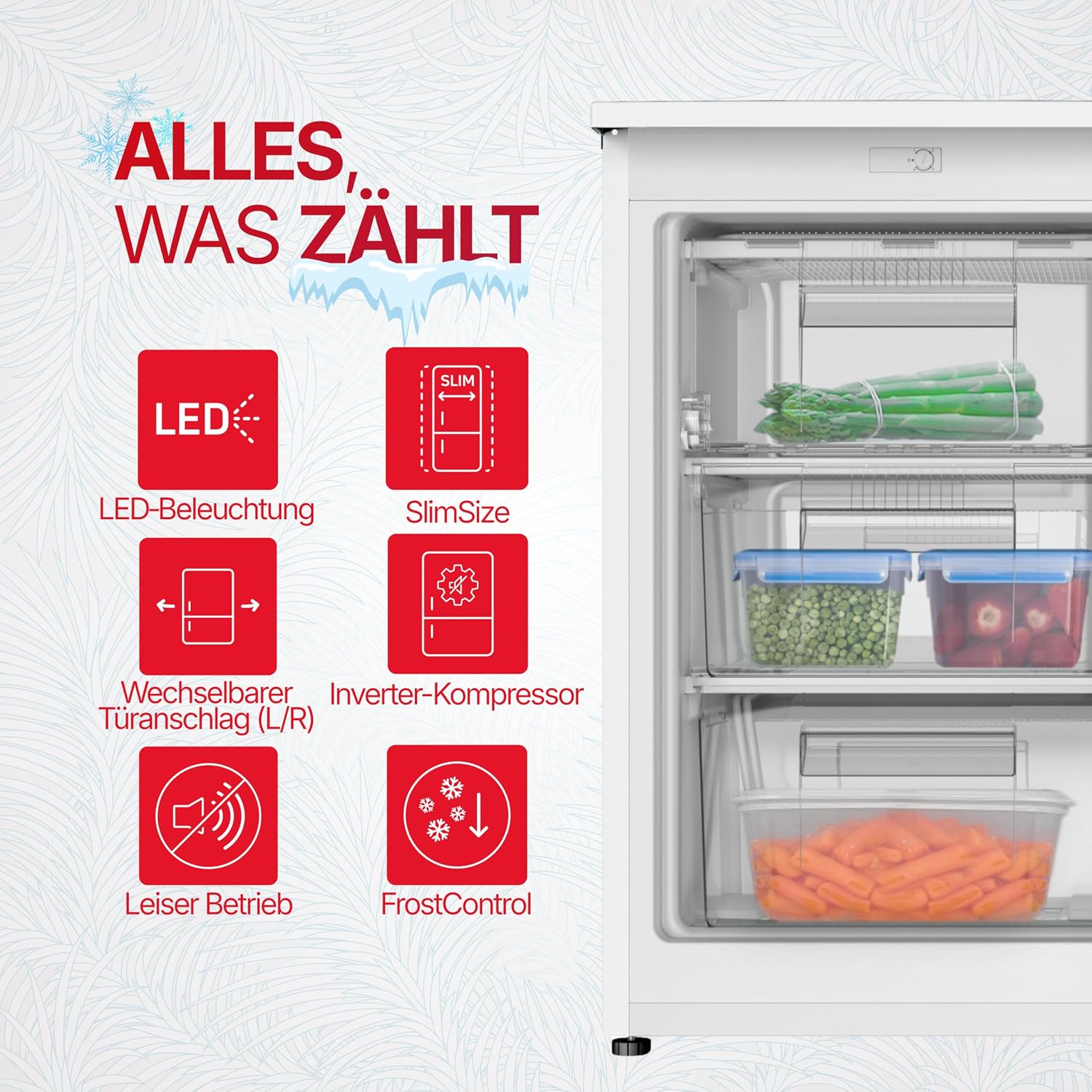 Amica Mini‑Gefrierschrank freistehend 84,5 x 55 x 56 cm 85 l 4‑Sterne‑Gefrierfach Türanschlag wechselbar AGS 3210 W – gefrierschrank weiß