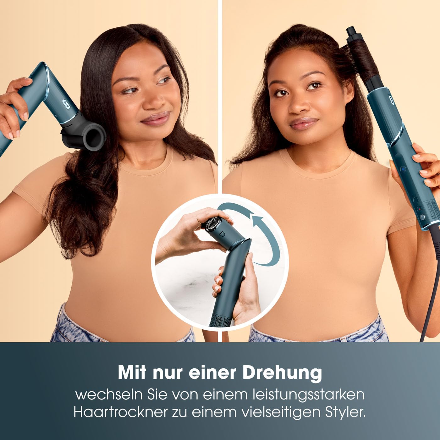 Shark FlexStyle 5-in-1 Luftstyler & Haartrockner, Auto-Wrap-Lockenaufsatz, Paddle-Bürste, Ovalbürste, Konzentrator, Diffusor, Aufbewahrungskoffer, Keine Hitzeschäden, Schwarz/Roségold, HD440EU