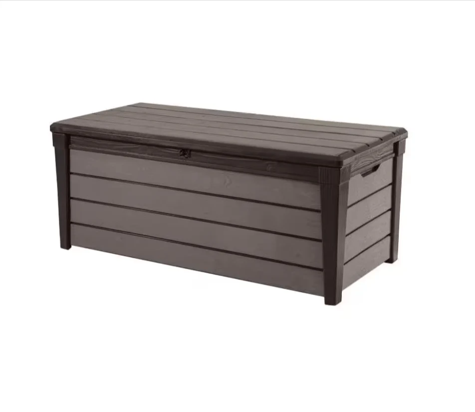 Keter Brushwood 120 Gal. Grote Opbergkist voor Buiten �C Bruin 227011 �C Duurzaam Resin Kunststof voor Patio, Tuin en Grasveld