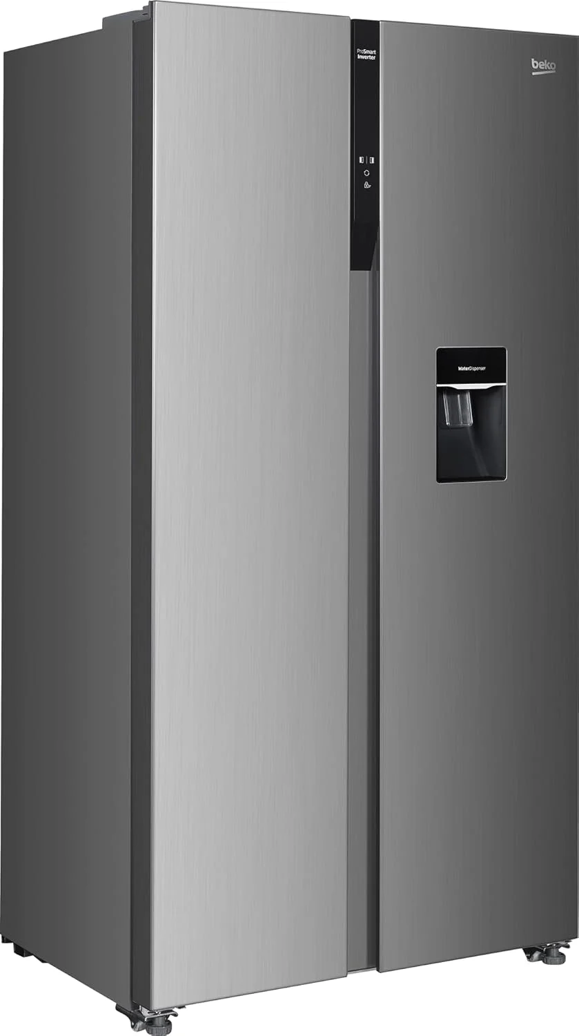 Beko GNO5322WDXPN Side-by-Side, Koelkast, Vriesvak, 532 l totaalvolume, 347 liter koelruimte, 185 liter vriesruimte, multifunctioneel display, NoFrost, waterdispenser, RVS