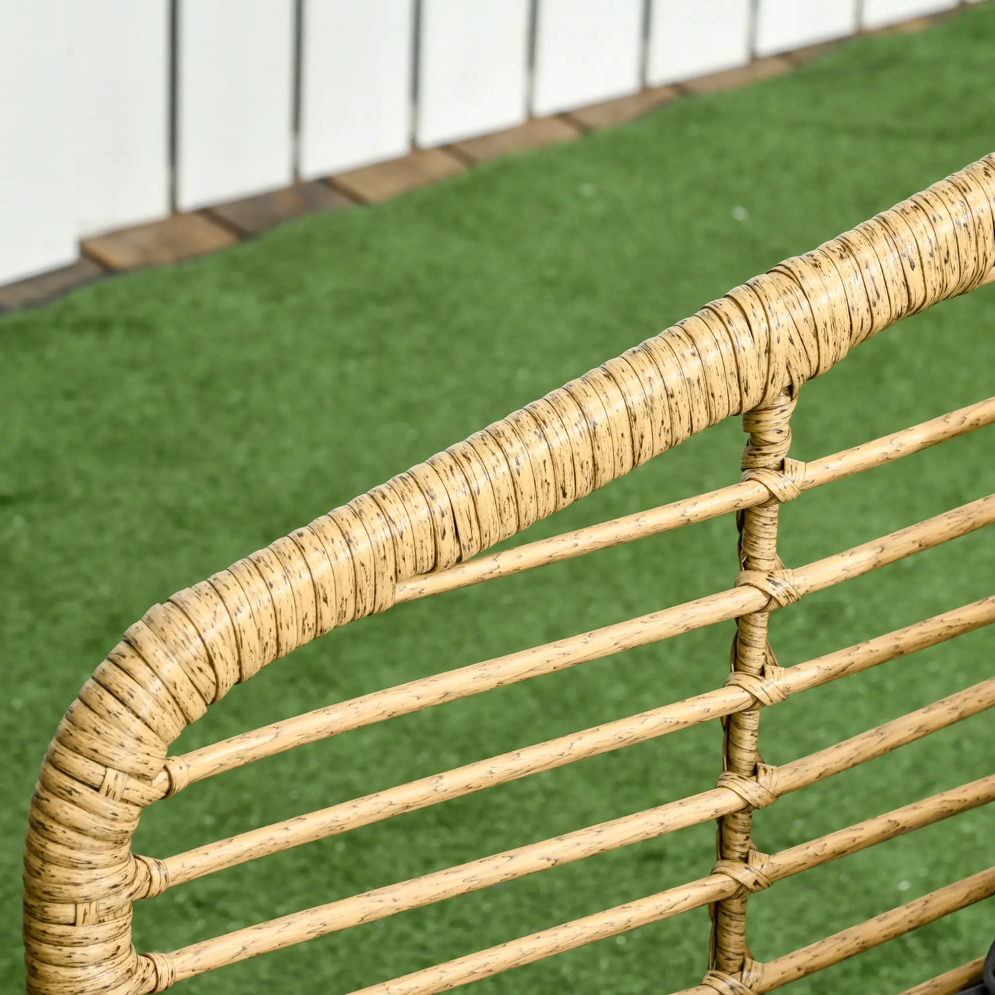 Outsunny Polyrattan Tuinbankset 4-delig. Boho-stijl Glazen Salontafel