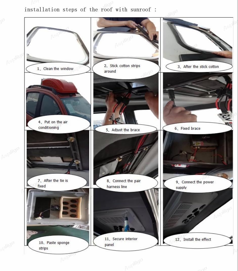 12V Rooftop RV Klimaanlage, 8800BTU 12 Volt elektrisches Parken Klimaanlage, passend für LKW, Wohnmobile, Anhänger, Traktoren, Parkklimaanlage, schnelle Kühlung, Bus,Boot, Wohnmobil,Van