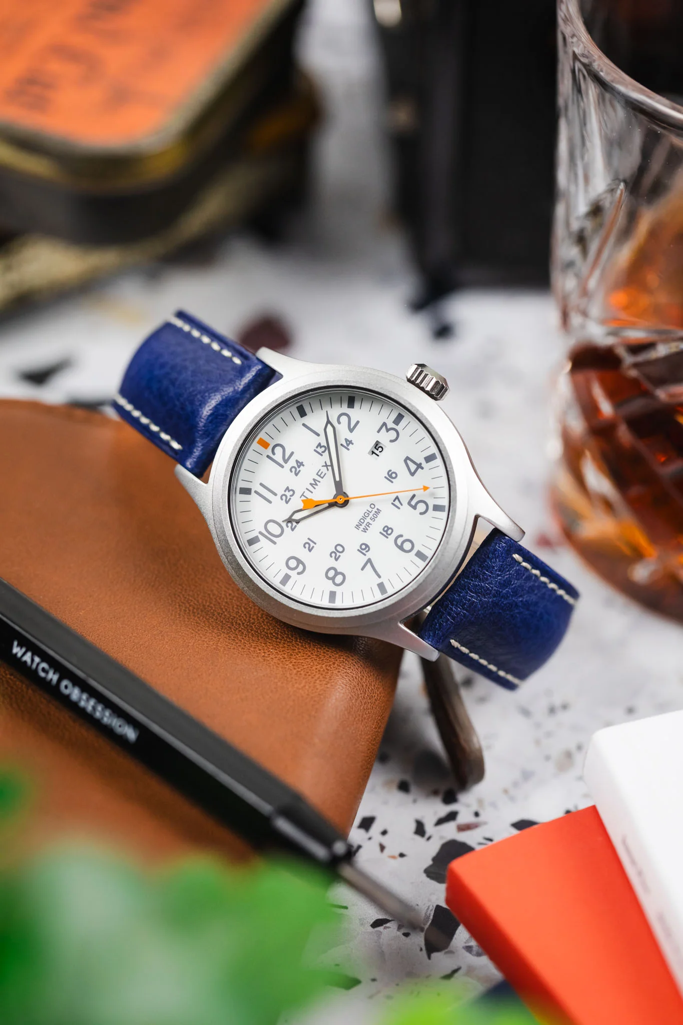 Hirsch BOSTON Quick-Release Buffalo Calfskin Leather Watch Strap in BLUE