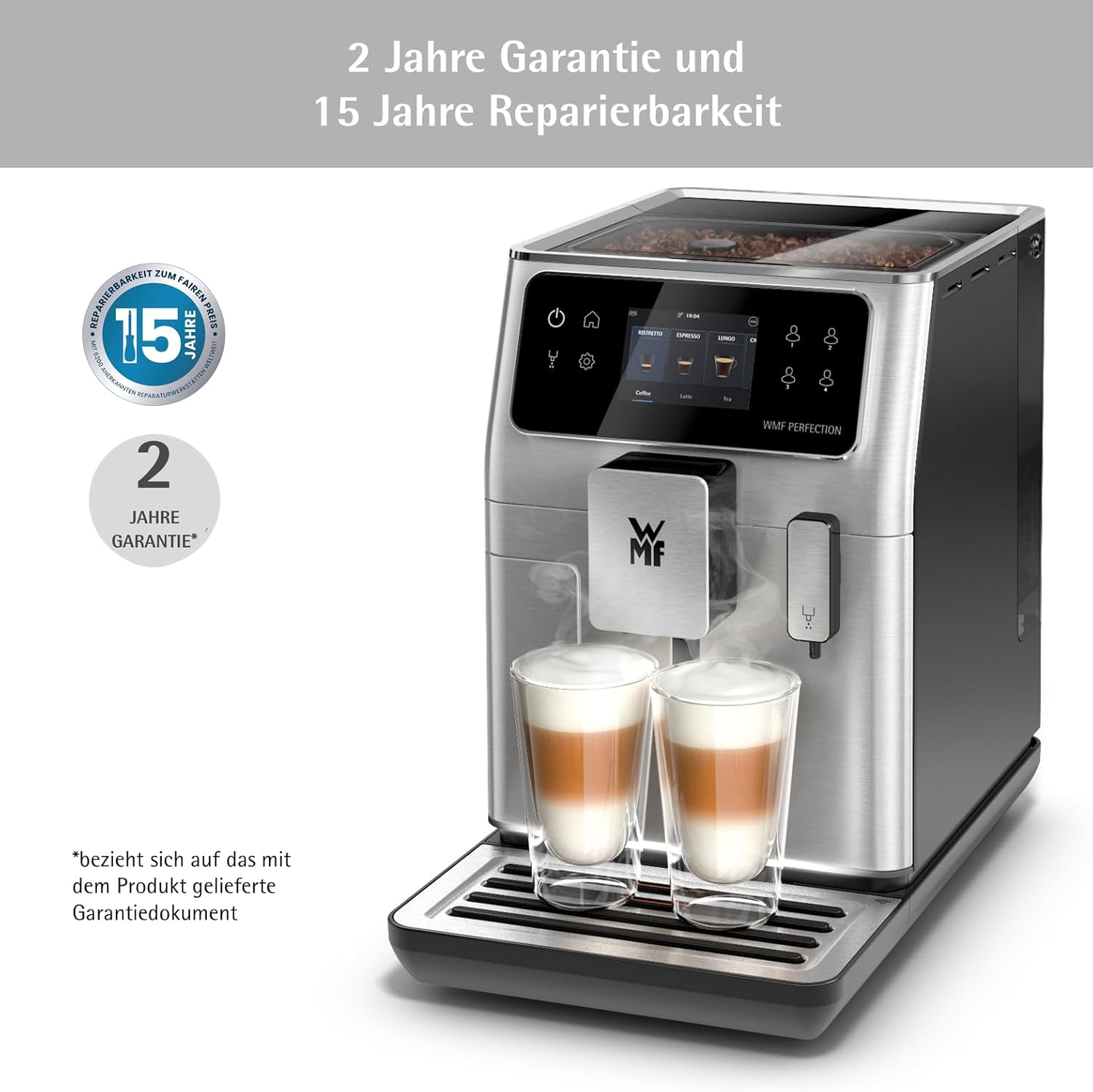 WMF Perfection 640 Kaffeevollautomat mit Milchsystem, 16 Getränkespezialitäten, Double Thermoblock, Edelstahl-Mahlwerk, Nutzerprofil Speicherung (640: WMF Perfection 640 mit Milchsystem)