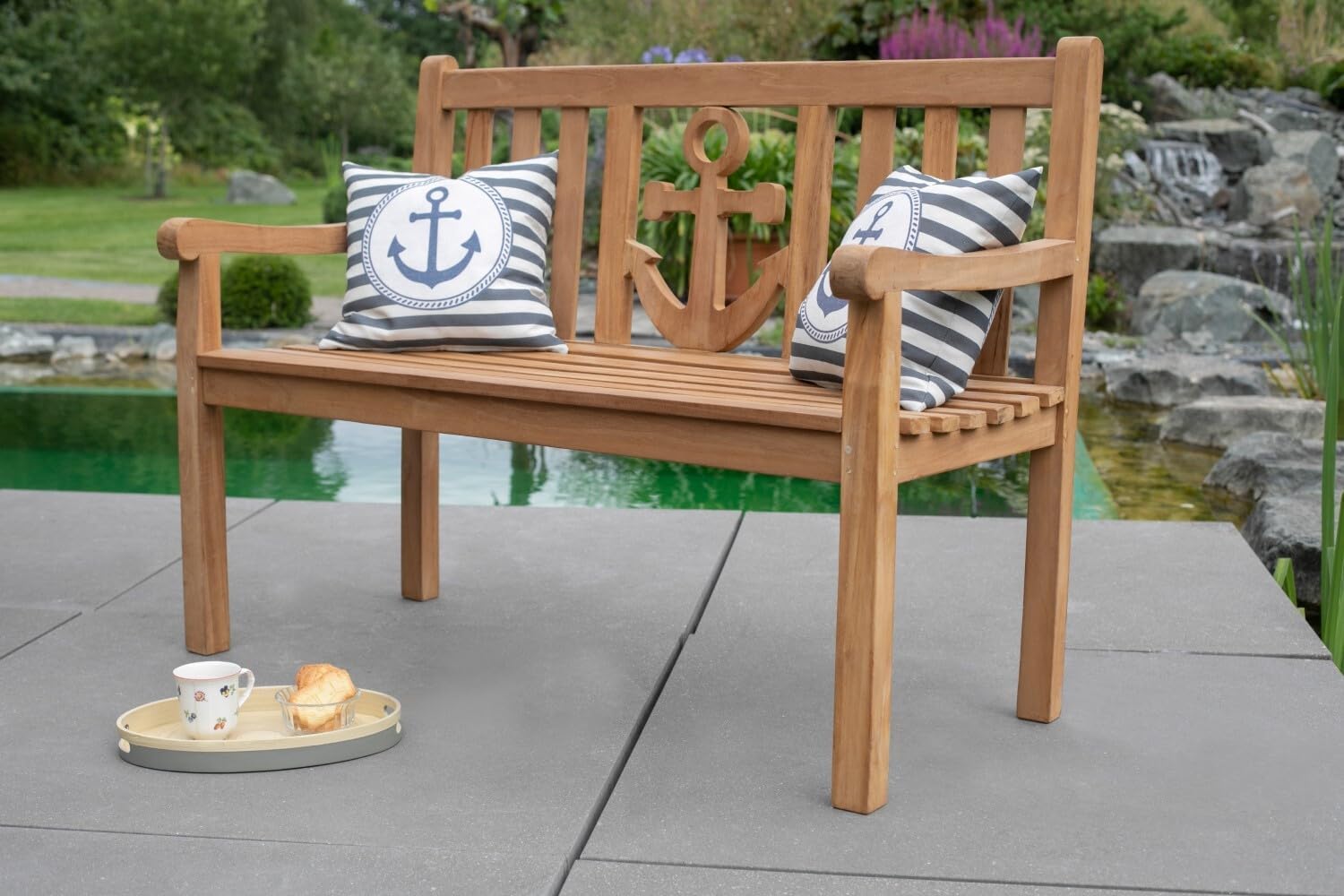 bene living Teakholz Gartenbank Anker 120 cm