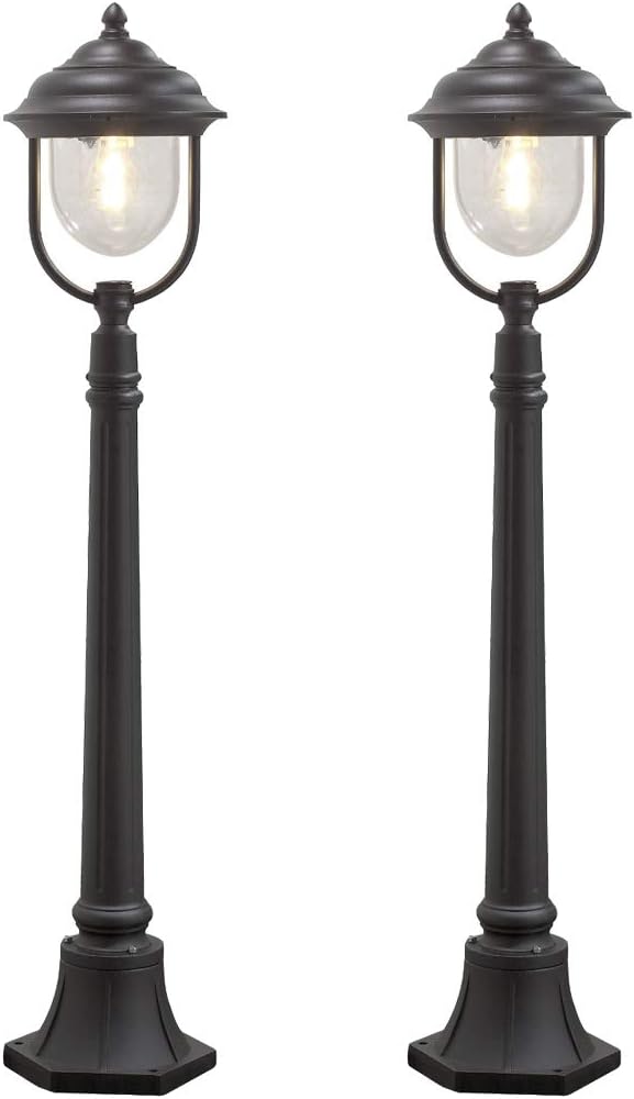 KONSTSMIDE 2-er Set schwarze Wegeleuchte PARMA aus Aluminium, E27, IP43, H.: 118 cm; 7225-750