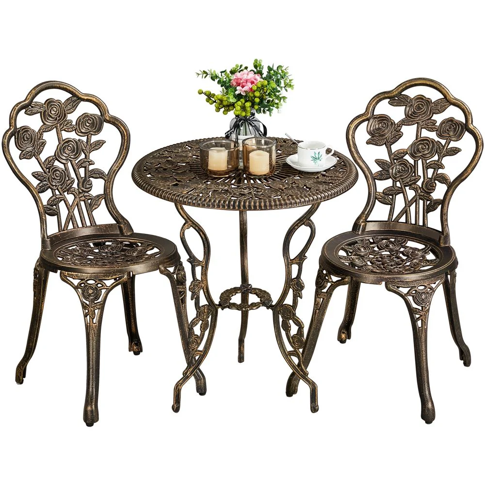 Conjunto De Mesa Y Sillas Exterior Vintage Para Balcón Bronce