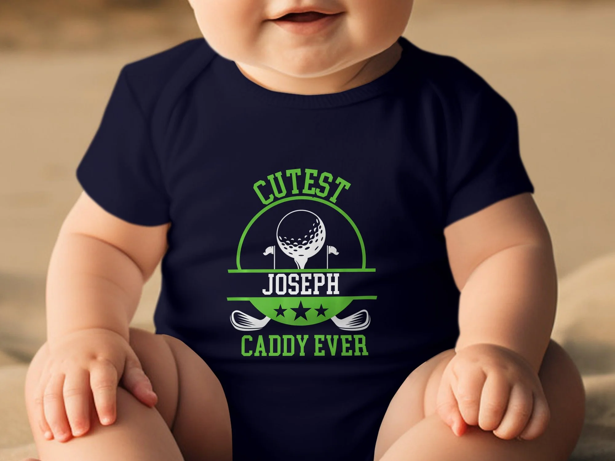 Custom Baby Caddy Bodysuit, Cute Golf Personalized Name Baby Romper, Custom Name Golf Outfit Baby Boy