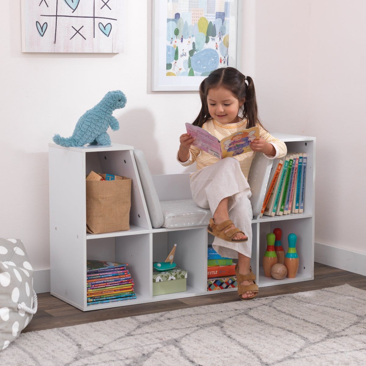 Boekenkast met leeshoek - Wit