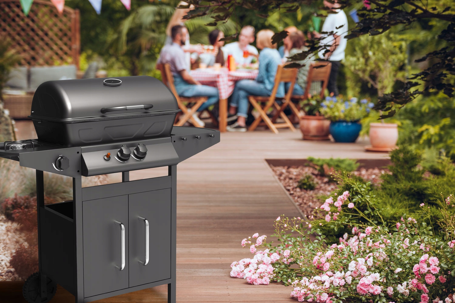 GRILL GAZOWY OGRODOWY 2+1 LUND 8 KW PALNIK BOCZNY STALOWY RUSZT