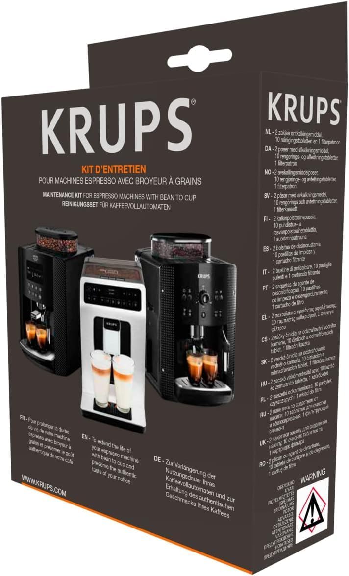 Krups Essential Kaffeevollautomat mit Milchschlauch, 2-Tassen-Funktion, LCD-Display, Einfache Reinigung, Kaffeemaschine, T��V-Siegel, Schwarz, EA816031