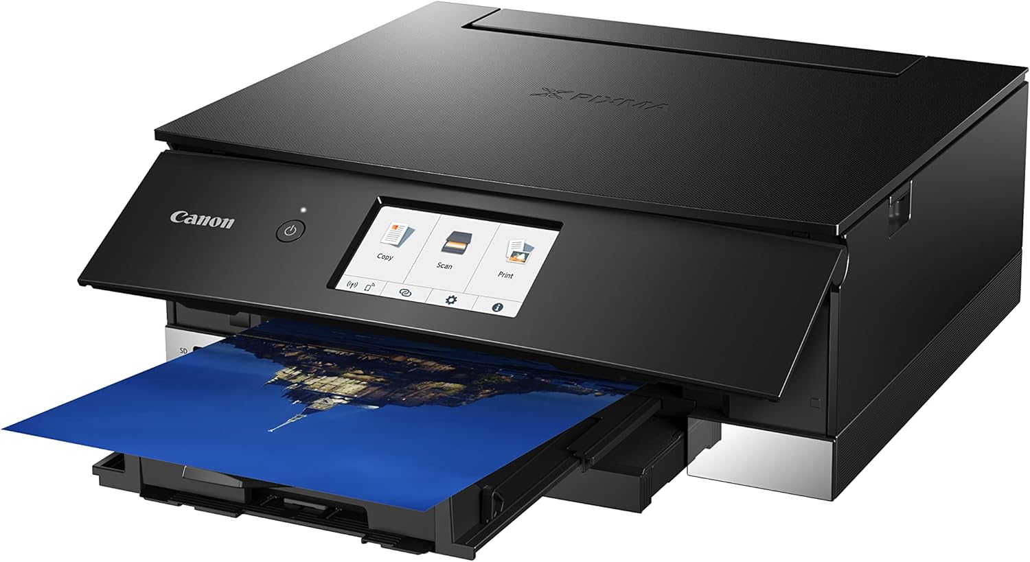 Canon PIXMA TS8750 Multifunktionsdrucker 3in1 (Tintenstrahl,Drucken, Kopieren, Scannen, A4, 10,8 cm Touch LCD, WLAN, Duplexdruck, 2 Papierzuführungen, 2 x 100 Blatt, 6 Separate Tinten) schwarz
