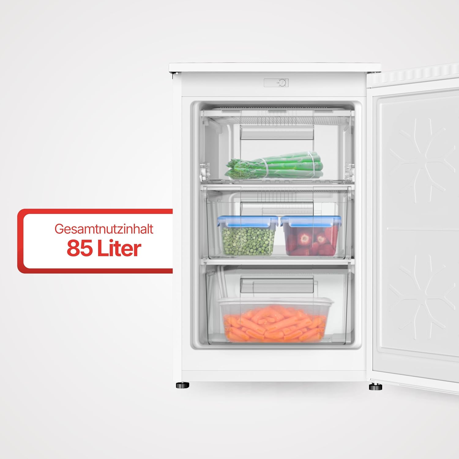 Amica Mini‑Gefrierschrank freistehend 84,5 x 55 x 56 cm 85 l 4‑Sterne‑Gefrierfach Türanschlag wechselbar AGS 3210 W – gefrierschrank weiß