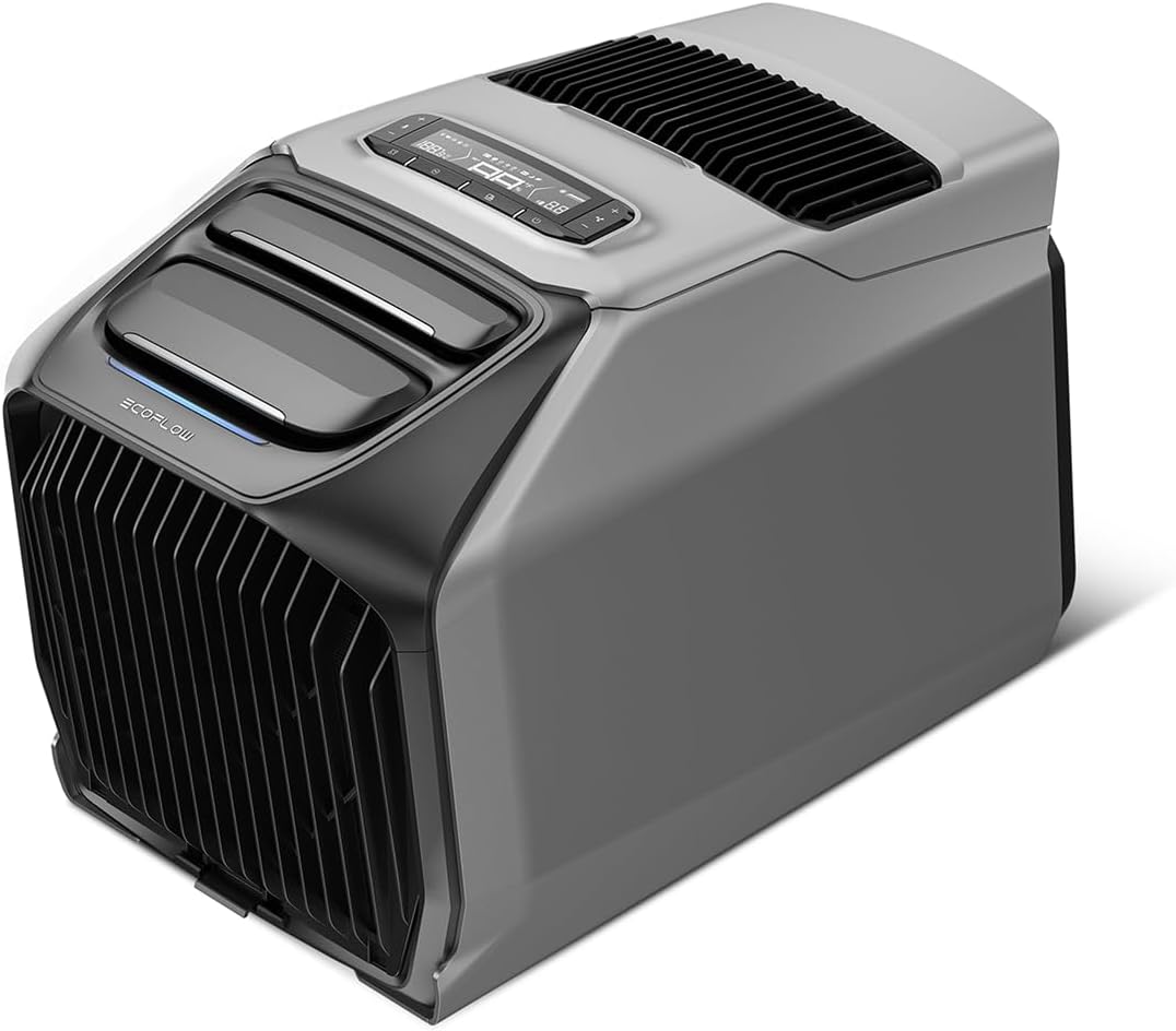 ECOFLOW WAVE 3 Tragbare Klimaanlage, 1800 W/6100 BTU Kühlen, 2000 W/6800 BTU Heizen, 1000 W Schnellladen (75 Min.), 8 Std. Akkulaufzeit, App-Steuerung, Mobile Klimaanlage für Camping, Wohnmobile, SUVs