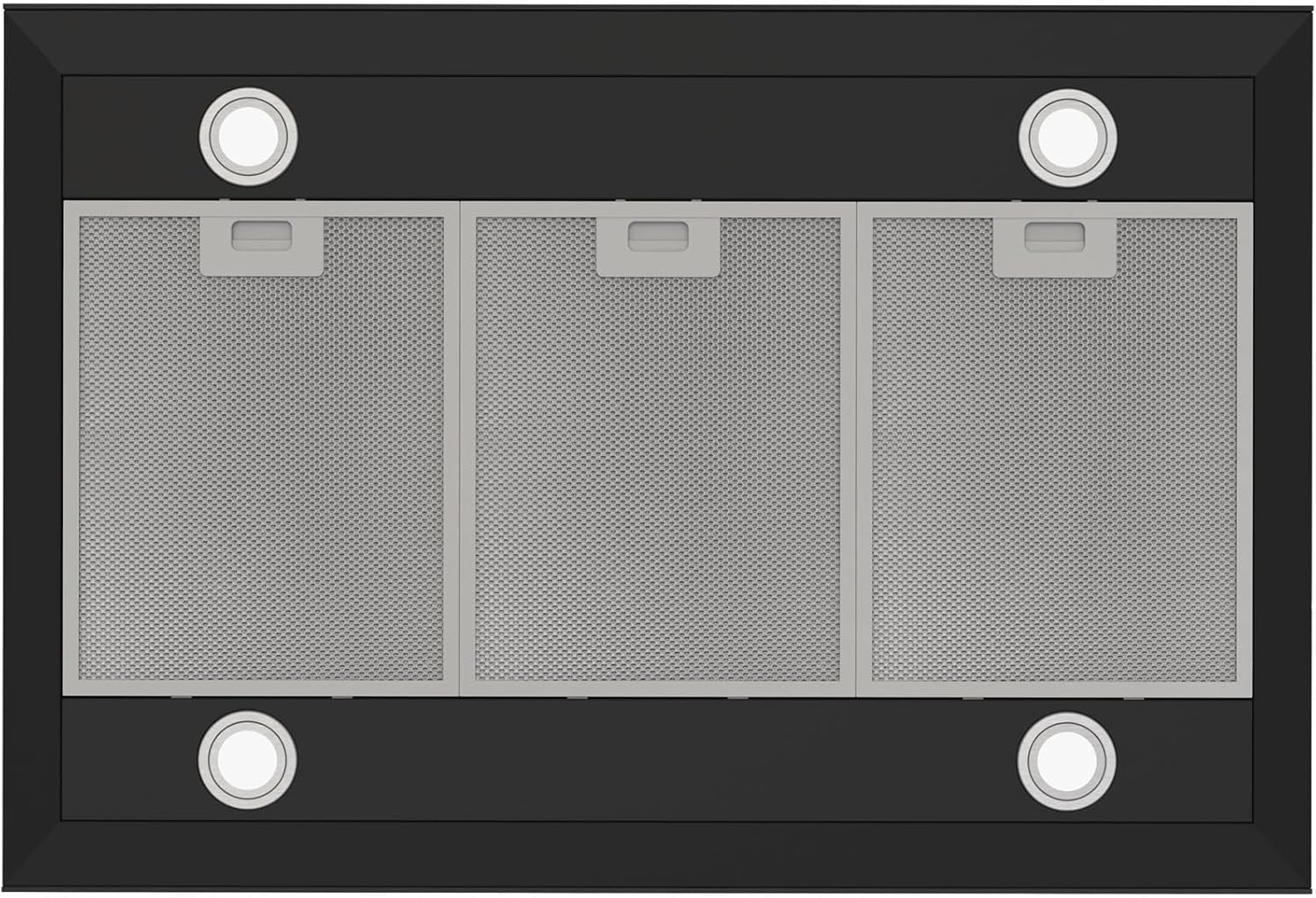 Respekta Cara Inselhaube/Dunstanzugshaube in Schwarz-Matt mit Glasfront/Haube 90 cm / 9 Leistungsstufen/Touch Control / CH44199GISS-20 / A+