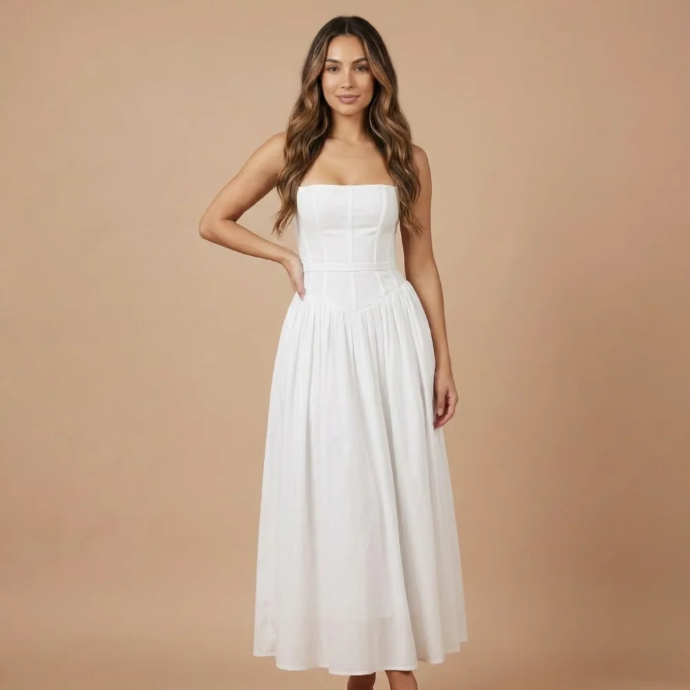 Damen Midi-Kleid mit Blumenmuster und geradem Ausschnitt f��r Hochzeitsg?ste