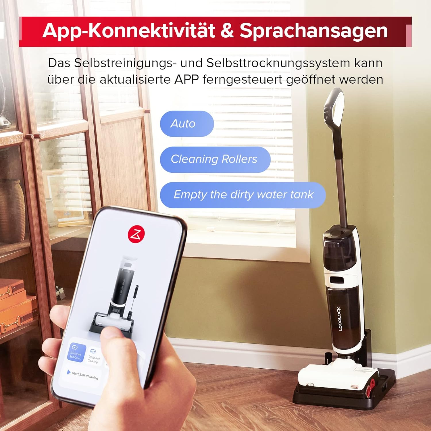 roborock Dyad Pro Nass Trockensauger Kabelloser Staubsauger 17000pa Automatische Trocknung & Selbstreinigend Wischsauger mit APP-Steuerung, Doppelte Wassertanks für Harte Bden