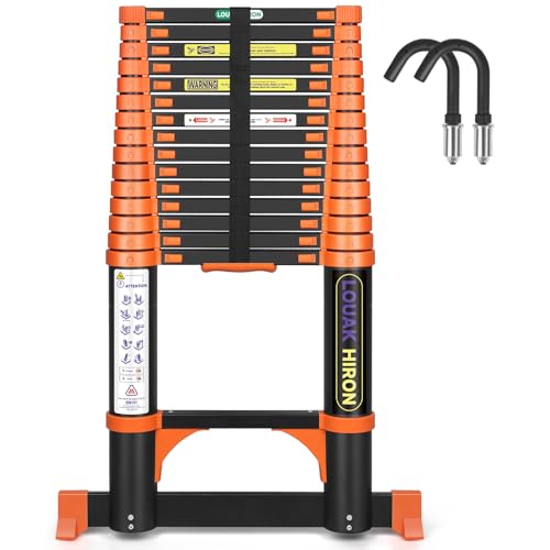 Scala telescopica in alluminio, 4,7 m, allungabile, scala pieghevole 16 m, antiscivolo, in alluminio di alta qualità : Amazon.it: Fai da te