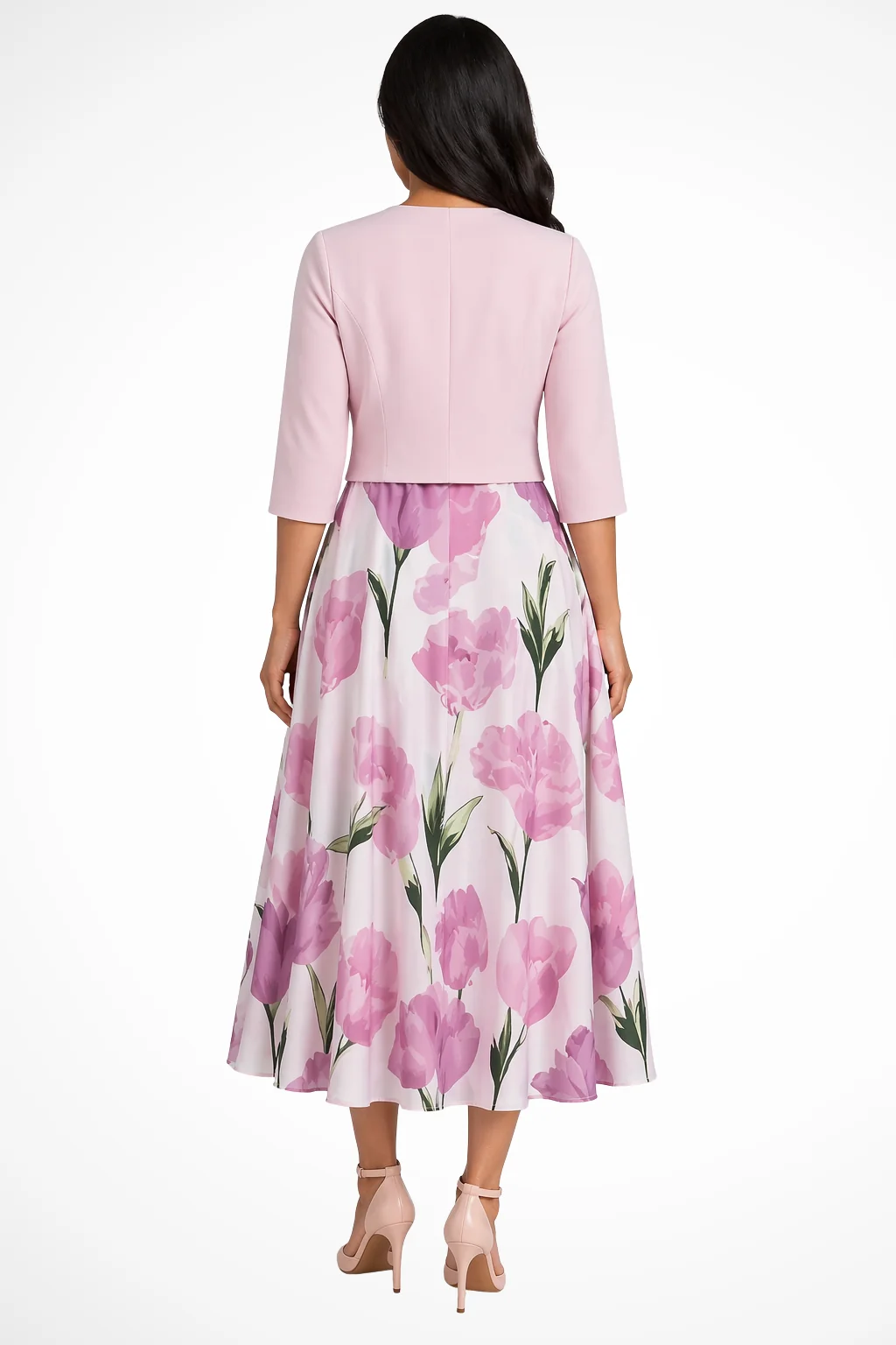 Damen Maxikleid mit Kurzjacke | Zweiteiliges Set f��r Hochzeitsg?ste | Festliches Kleid mit Blumenmuster und Bolero