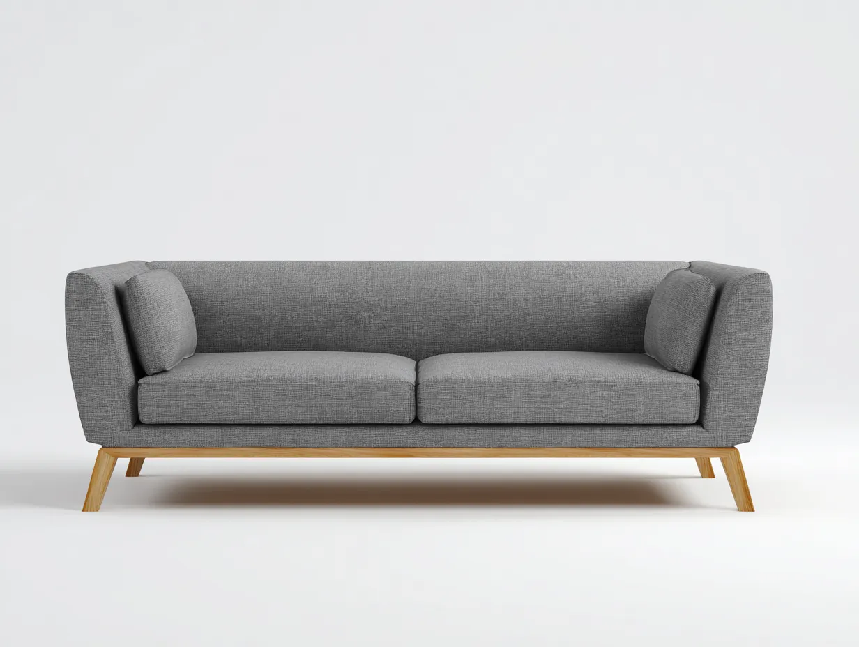 2-Sitzer Sofa aus Strukturstoff 175 x 86 x 82 cm - grau - für das Wohnzimmer - modern mit Holzgestell und schlanker Silhouette