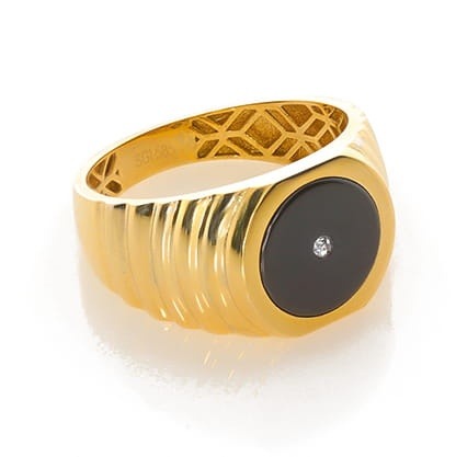 Złoty sygnet z diamentem próby 585