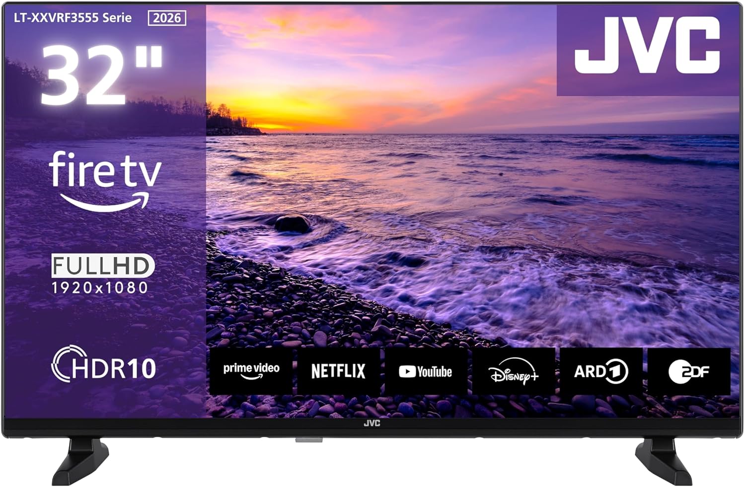 JVC Fernseher 32 Zoll Fire TV Full HD Smart TV HDR Fernseher mit Alexa Sprachsteuerung und Triple Tuner, LED TV LT-32VRF3555 (2026)