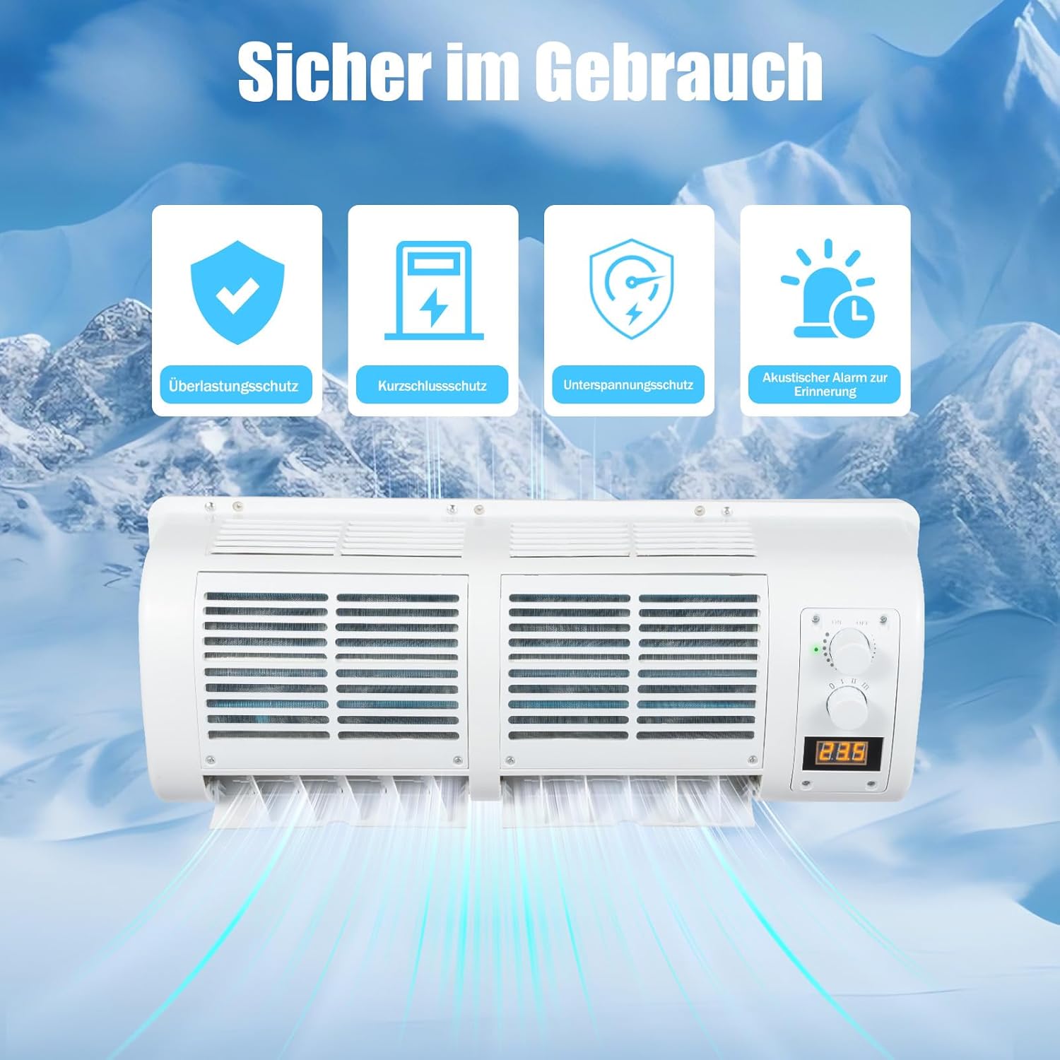 12V Auto Klimaanlage mit LCD Display 100W Auto-Klimaanlagengebläse für Lkw Gabelstapler Wohnmobile und Erntemaschinen Geräuschpegel 65 dB verstellbare Temperaturen 16 bis 30°C