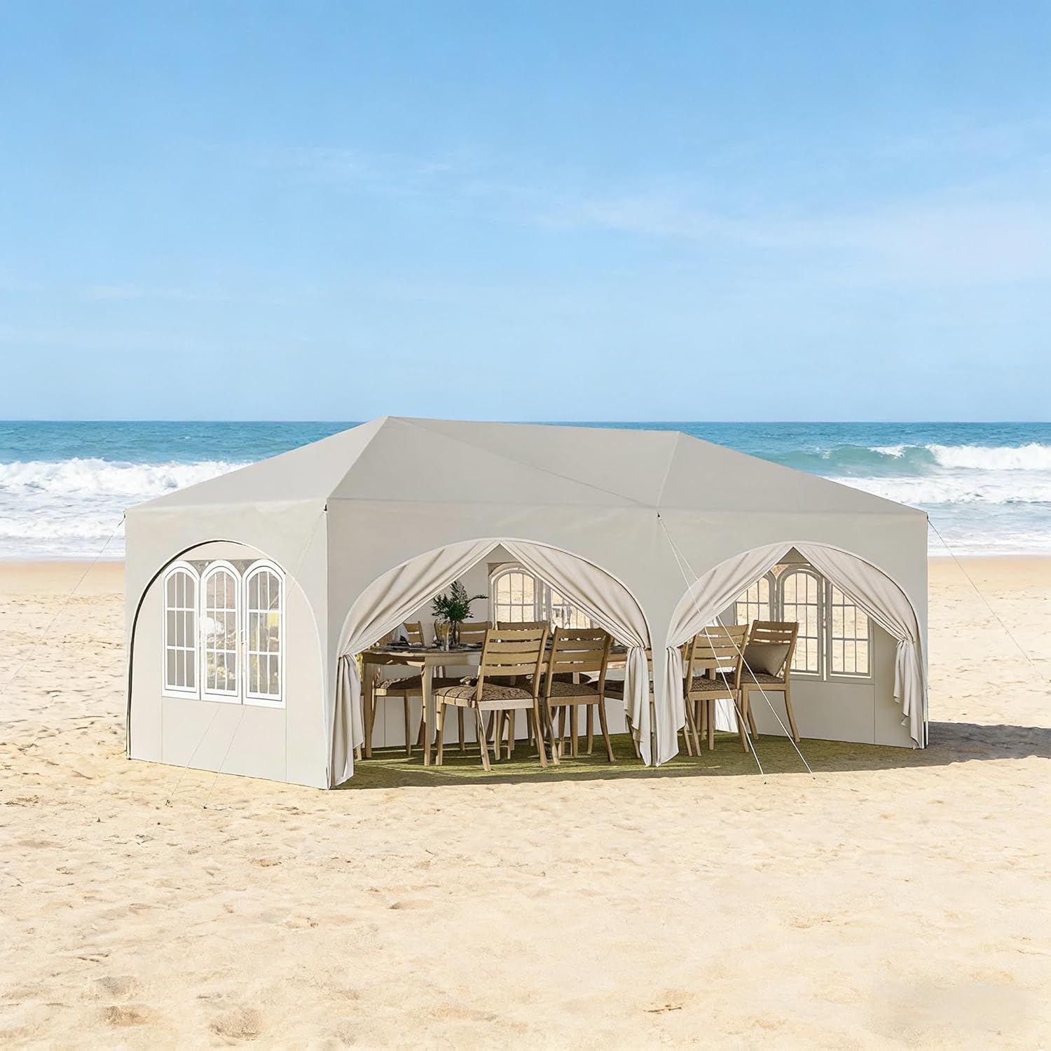 Sonnenschutz Überdachung Terrasse Garten Pavillon 3x6m wasserdicht stabil UV50+ mit 6 Seitenwänden höhenverstellbar Sonnenschirm Pop-up Faltpavillon für Camping & Party