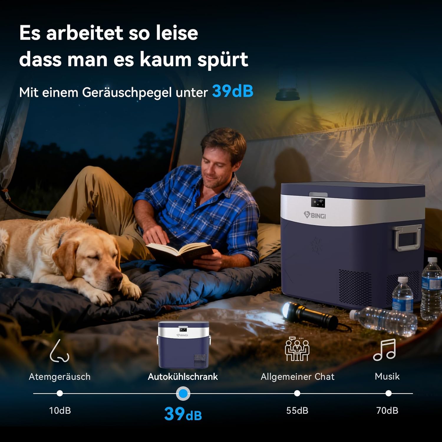 BINGI Kompressor Kühlbox 22L Mini Tragbarer Elektrischer Kühlschrank 12/24V DC Elektrischer Gefrierschrank Tragbarer Gefrierschrank für Auto LKW Picknick Camping und Heimgebrauch