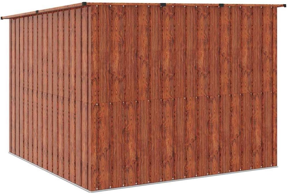 Fahrradschuppen 3 Stück Braun 215 x 206 x 157 cm Metall Gartenhaus Aufbewahrung Geräteschuppen Wetterfester Stauraum mit Sicherheitsschloss für Fahrräder und Zubehör