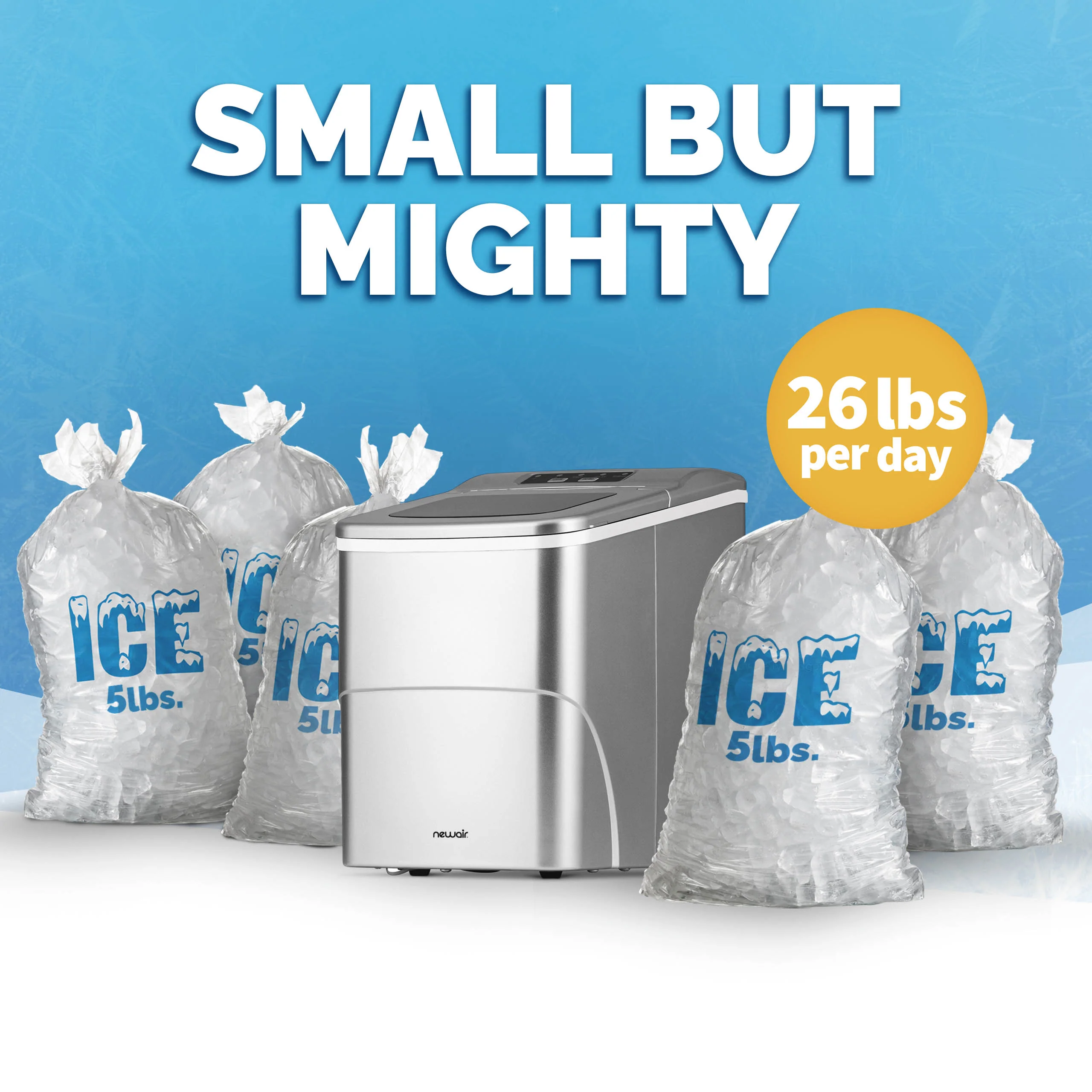 2025 Newair? IJsblokjesmachine voor het aanrecht. Bullet Ice, 26 lbs/dag �C Mat Zwart