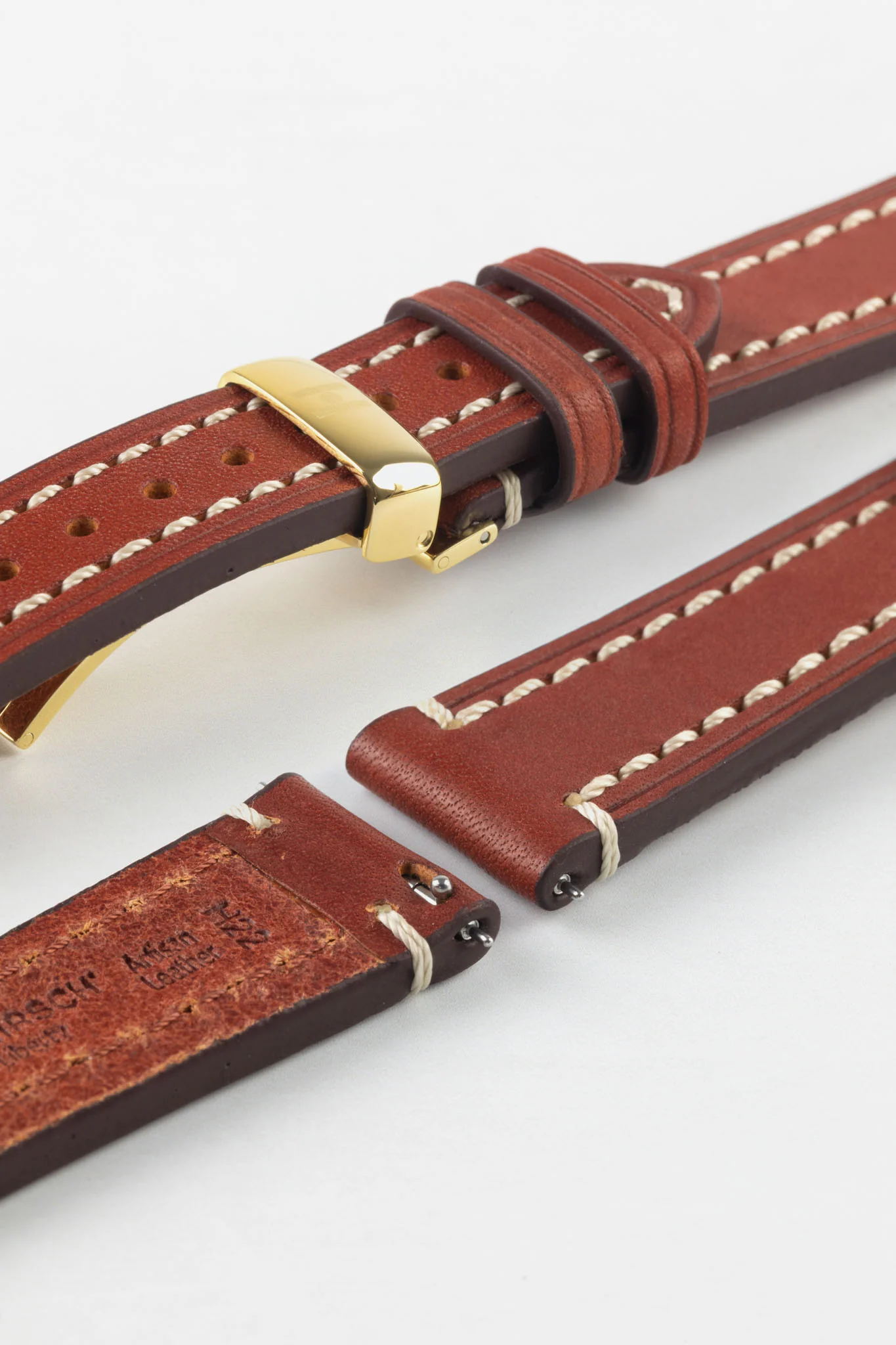 Hirsch LIBERTY Leather Watch Strap in GOLD BROWN