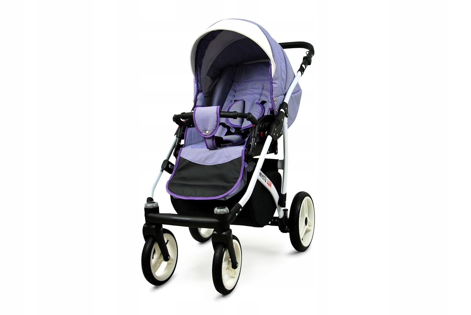 BabyLux® Bambimo Kinderwagen Set 3 in 1 - White Lux - incl. Babywanne, Buggy Sportsitz, Auto-Babyschale - Autositz - Kinderwagenset - Kombikinderwagen mit Wickeltasche, Regenschutz usw.