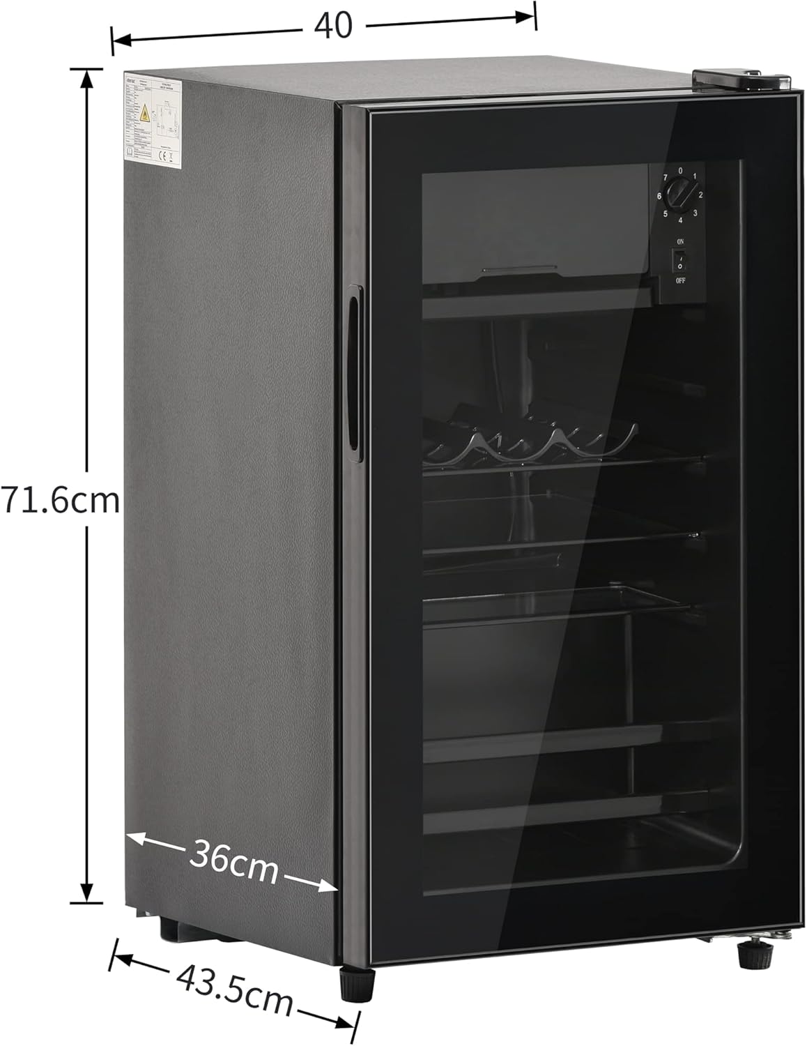 Merax Getränkekühlschrank, 76L Mini Kühlschrank mit 6L Gefrierfach, Kühlschrank Klein mit 2 Ablagen, Mini mit Glastür, Minikühlschrank Lautlos für Büro Camping Outdoor, Schwarz