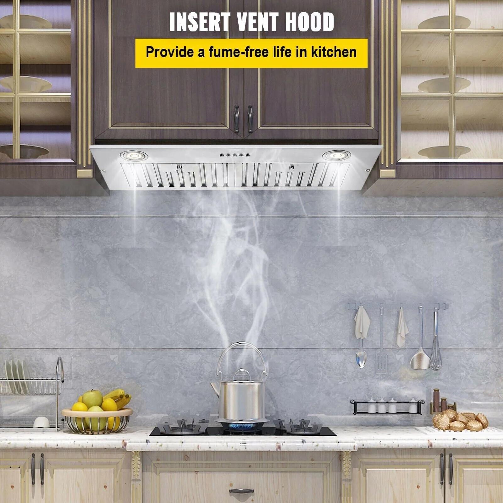 30 inch Inbouw-afzuigkap Zomagas van roestvrij staal, 600 CFM, met LED-verlichting