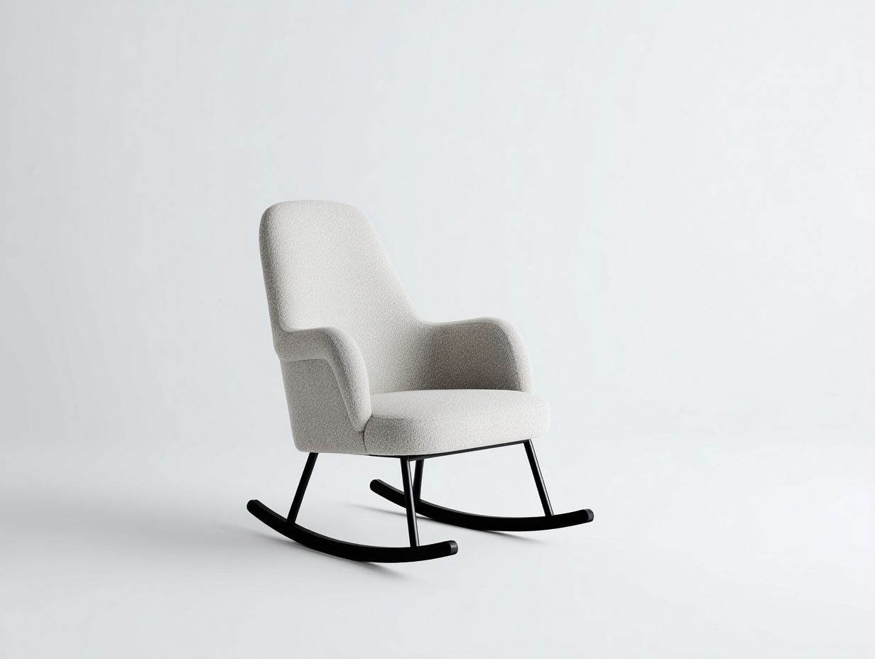 Schaukelstuhl Stoff Metall 82x90x98 cm - Grauweiß - modernes Design - für Wohnzimmer